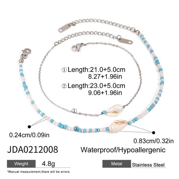 Wholesale Women's Anklet Titanium Steel 18K Gold Square Shell Bead Geometric Style