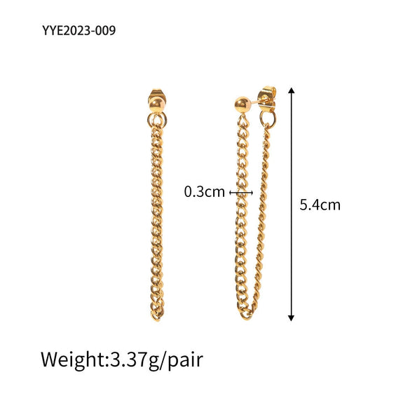 Wholesale Women's Antiallergic Nonfading Stainless Steel Chain Earrings With Geometric Styling And Pvdp Furnace Real Gold Treatment