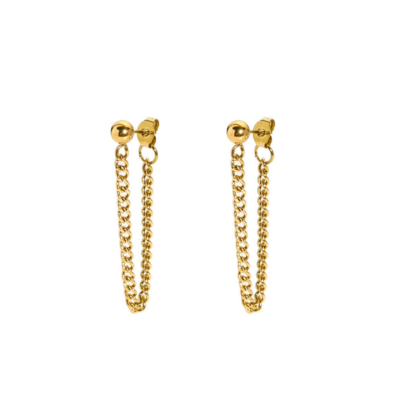 Wholesale Women's Antiallergic Nonfading Stainless Steel Chain Earrings With Geometric Styling And Pvdp Furnace Real Gold Treatment