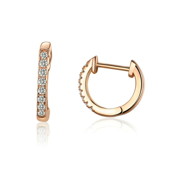 Wholesale Women's Antiallergy Round Copper Zircon Earrings With Alloy Inlaid Artificial Gem And Semiprecious Stone Simple Allmatch Style