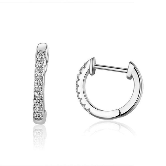Wholesale Women's Antiallergy Round Copper Zircon Earrings With Alloy Inlaid Artificial Gem And Semiprecious Stone Simple Allmatch Style