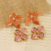Wholesale Women's Antique Titanium Steel Earrings With Flower Pattern And Dripping Oil Treatment