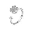 Wholesale Women's Anxiety Rotating Ring 925 Sterling Silver Four Leaf Clover Geometric Electroplated