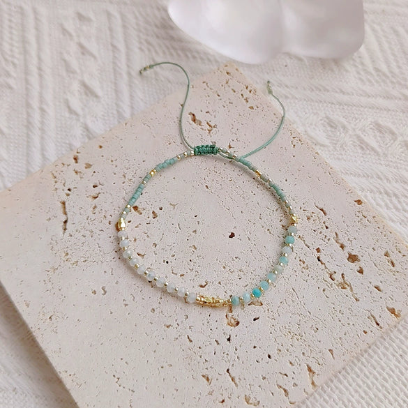 Wholesale Women's Aquamarine Handwoven Beaded Bracelet Jewelry