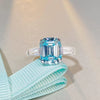 Wholesale Women's Aquamarine High Carbon Diamond S925 Sterling Silver Ring With Geometric Style And Electroplating Process
