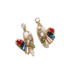 Wholesale Women's Artificial Crystal Butterfly Earrings With Real Gold Electroplated Silver Needles And Inlaid Pearls