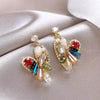 Wholesale Women's Artificial Crystal Butterfly Earrings With Real Gold Electroplated Silver Needles And Inlaid Pearls