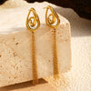 Wholesale Women's Artsy Geometric Stainless Steel Electroplated Long Tassel Earrings