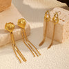Wholesale Women's Artsy Geometric Stainless Steel Electroplated Long Tassel Earrings