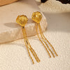Wholesale Women's Artsy Geometric Stainless Steel Electroplated Long Tassel Earrings