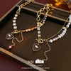 Wholesale Women's Asymmetric Freshwater Pearl And Diamondembedded Copper Clavicle Chain Necklace With Electroplating