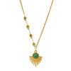 Wholesale Women's Asymmetric Retro Geometric Fanshaped Stainless Steel 18K Gold Plated Necklace With O Word Chain