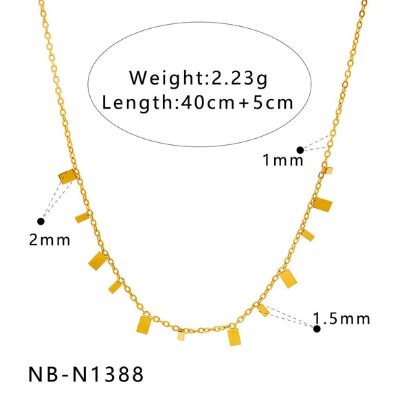 Wholesale Women's Asymmetric Retro Geometric Fanshaped Stainless Steel 18K Gold Plated Necklace With O Word Chain