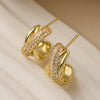 Wholesale Women's Asymmetrical Geometric Cshaped Copper Micropaved Earrings