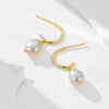 Wholesale Women's Asymmetrical Geometric Freshwater Pearl S925 Sterling Silver Earrings