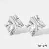 Wholesale Women's Asymmetrical Geometric Pleated Stainless Steel Earrings With Pvd Furnace Vacuum Real Gold Plating