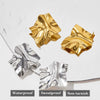 Wholesale Women's Asymmetrical Geometric Pleated Stainless Steel Earrings With Pvd Furnace Vacuum Real Gold Plating