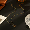 Wholesale Women's Asymmetrical Heartshaped Stainless Steel 14K Gold Plated Titanium Steel Necklace