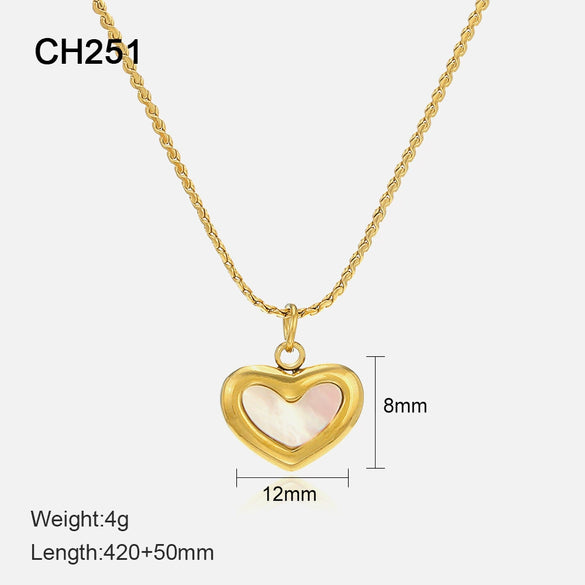 Wholesale Women's Asymmetrical Heartshaped Stainless Steel 14K Gold Plated Titanium Steel Necklace