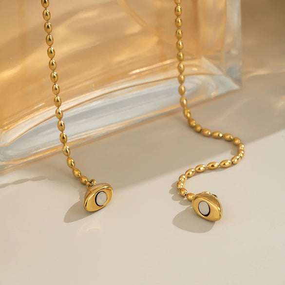 Wholesale Women's Ball Bead Chain Magnet Heart Necklace Stainless Steel Electroplated