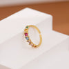 Wholesale Women's Bamboo Copper Ring With Geometric Pattern And Colorful Zircon And Intricate Pavéset Colored Diamonds Electroplated