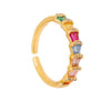 Wholesale Women's Bamboo Copper Ring With Geometric Pattern And Colorful Zircon And Intricate Pavéset Colored Diamonds Electroplated