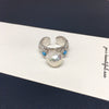 Wholesale Women's Baroque Freshwater Pearl And Turquoise Ring With Alien Shaped Pearls And Copper Material