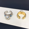 Wholesale Women's Baroque Freshwater Pearl And Turquoise Ring With Alien Shaped Pearls And Copper Material