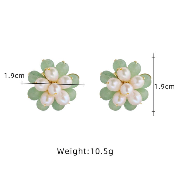 Wholesale Women's Baroque Freshwater Pearl Flower Shaped Elegant Earrings Electroplated