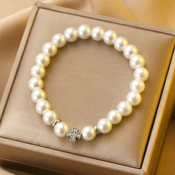 Wholesale Women's Baroque Handmade Imitation Pearl Round Bracelet