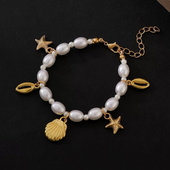 Wholesale Women's Baroque Handmade Imitation Pearl Round Bracelet