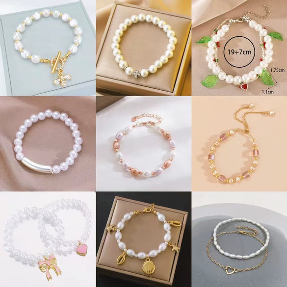 Wholesale Women's Baroque Handmade Imitation Pearl Round Bracelet