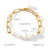 Wholesale Women's Baroque Imitation Pearl Bracelets With Geometric Style Stainless Steel And Titanium Steel Chains And Electroplating Vacuum Plating Manual Process