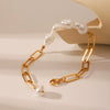 Wholesale Women's Baroque Imitation Pearl Bracelets With Geometric Style Stainless Steel And Titanium Steel Chains And Electroplating Vacuum Plating Manual Process