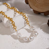 Wholesale Women's Baroque Pearl Necklace With Geometric Design 18K Real Gold Plated Stainless Steel Chain Light Luxury Minimalist Style