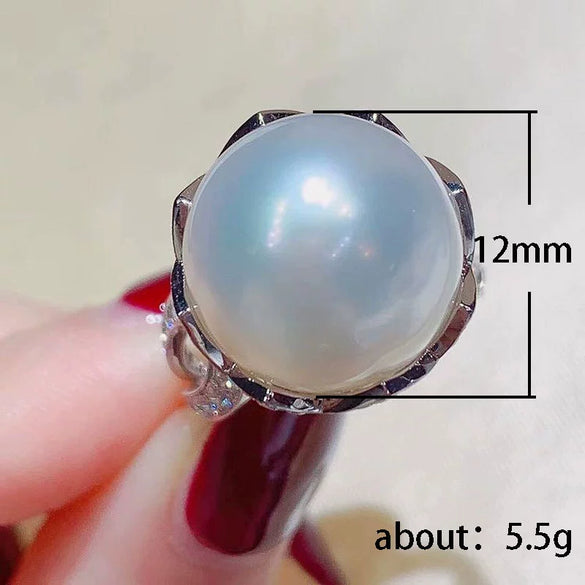 Wholesale Women's Baroque Pearl Ring Copper Inlaid Zircon Geometric Design