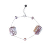Wholesale Women's Baroque Purple Square Pearl 925 Silver Handmade Highend Jewelry Bracelet Set