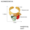 Wholesale Women's Baroque Style Geometric Beaded 316L Stainless Steel Ring Plated With Gold Light Luxury Jewelry