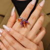 Wholesale Women's Baroque Style Geometric Beaded 316L Stainless Steel Ring Plated With Gold Light Luxury Jewelry