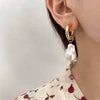 Wholesale Women's Baroque Style Geometric Stainless Steel Electroplated Pearl Earrings