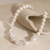 Wholesale Women's Baroque Style Stainless Steel And Organic Glass Pearl Necklace With Electroplating Treatment