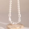 Wholesale Women's Baroque Style Stainless Steel And Organic Glass Pearl Necklace With Electroplating Treatment