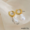 Wholesale Women's Baroque Style Stainless Steel Geometric Pearl Irregular Earrings With Electroplating