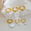Wholesale Women's Baroque Style Stainless Steel Geometric Pearl Irregular Earrings With Electroplating