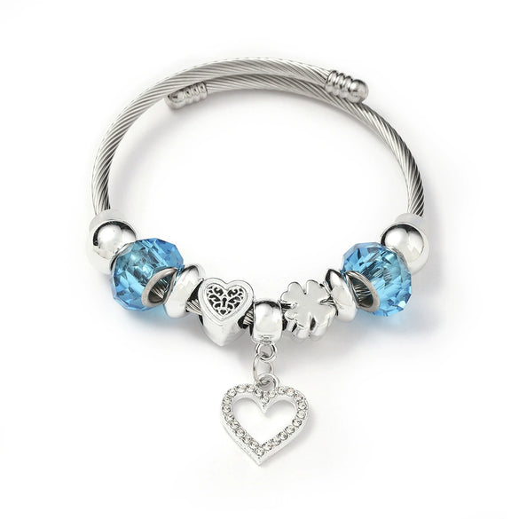 Wholesale Women's Beaded Bracelet With Blue Animal Design Stainless Steel Electroplated