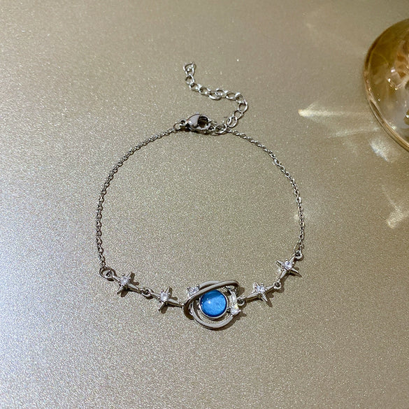 Wholesale Women's Beaded Crystal Copper Bracelet With Geometric Pattern And Electroplating Treatment