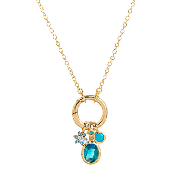 Wholesale Women's Birthstone Pendant Necklace Copper Goldplated Geometric Style Electroplating