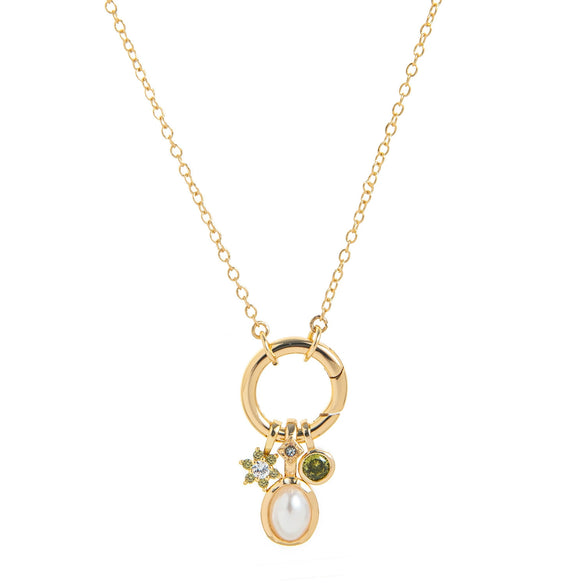 Wholesale Women's Birthstone Pendant Necklace Copper Goldplated Geometric Style Electroplating