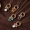 Wholesale Women's Birthstone Pendant Necklace Copper Goldplated Geometric Style Electroplating