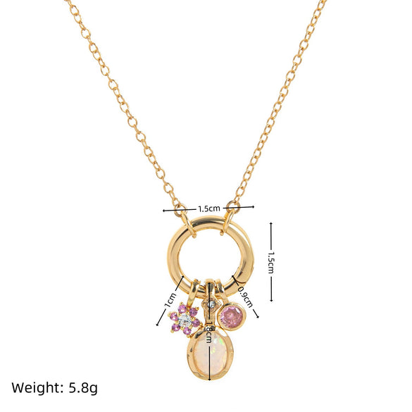 Wholesale Women's Birthstone Pendant Necklace Copper Goldplated Geometric Style Electroplating